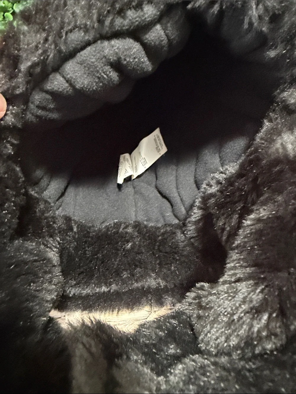 The North Face Black Faux Fur Trapper Hat with Patterned Shell